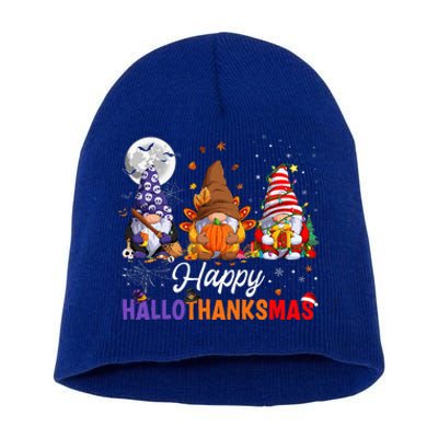 Happy Hallothanksmas Sloth Xmas Thanksgiving Halloween Short Acrylic Beanie