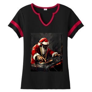 Hip Hop Santa Dj Christmas Ladies Halftime Notch Neck Tee