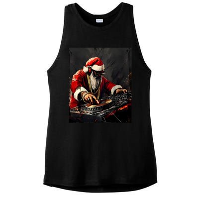 Hip Hop Santa Dj Christmas Ladies PosiCharge Tri-Blend Wicking Tank