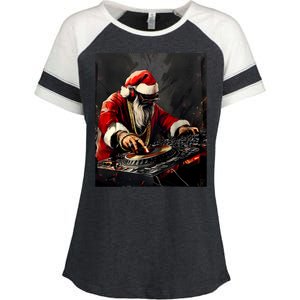 Hip Hop Santa Dj Christmas Enza Ladies Jersey Colorblock Tee