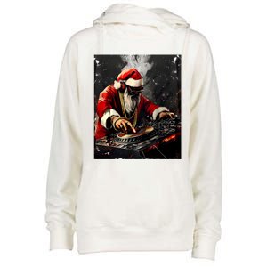 Hip Hop Santa Dj Christmas Womens Funnel Neck Pullover Hood