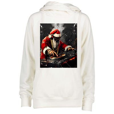 Hip Hop Santa Dj Christmas Womens Funnel Neck Pullover Hood