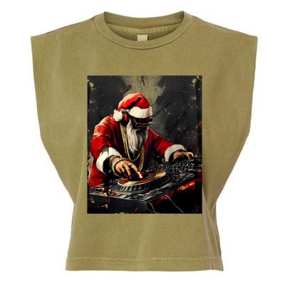 Hip Hop Santa Dj Christmas Garment-Dyed Women's Muscle Tee