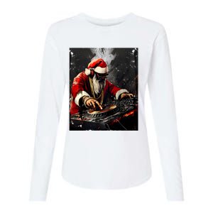 Hip Hop Santa Dj Christmas Womens Cotton Relaxed Long Sleeve T-Shirt