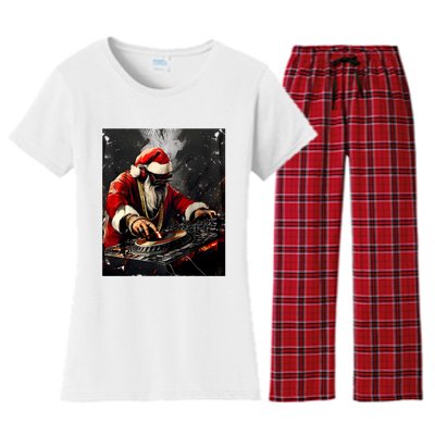 Hip Hop Santa Dj Christmas Women's Flannel Pajama Set