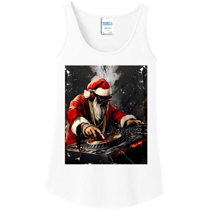 Hip Hop Santa Dj Christmas Ladies Essential Tank