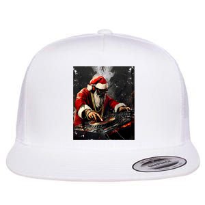 Hip Hop Santa Dj Christmas Flat Bill Trucker Hat