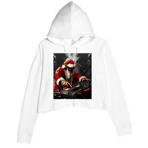 Hip Hop Santa Dj Christmas Crop Fleece Hoodie