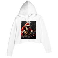 Hip Hop Santa Dj Christmas Crop Fleece Hoodie