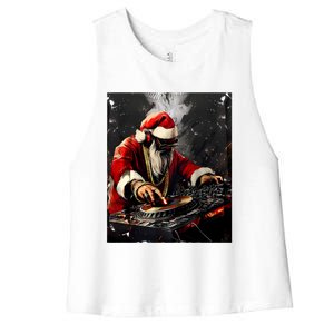 Hip Hop Santa Dj Christmas Women's Racerback Cropped Tank