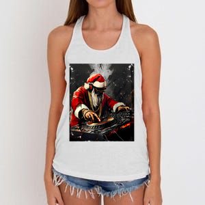 Hip Hop Santa Dj Christmas Women's Knotted Racerback Tank