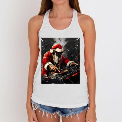 Hip Hop Santa Dj Christmas Women's Knotted Racerback Tank