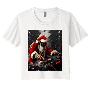 Hip Hop Santa Dj Christmas Women's Crop Top Tee