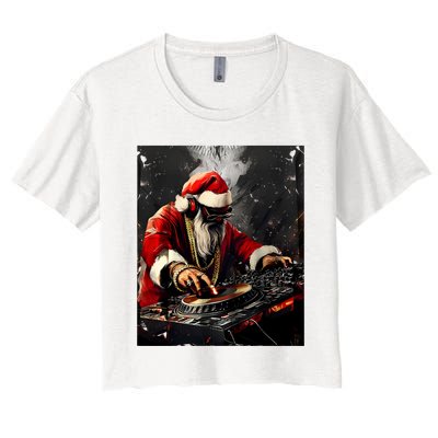 Hip Hop Santa Dj Christmas Women's Crop Top Tee