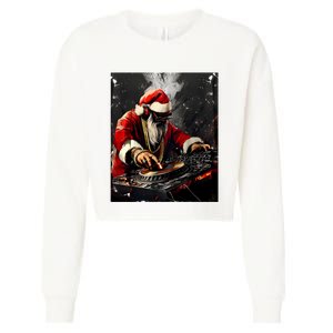 Hip Hop Santa Dj Christmas Cropped Pullover Crew