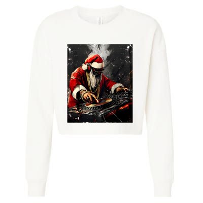 Hip Hop Santa Dj Christmas Cropped Pullover Crew