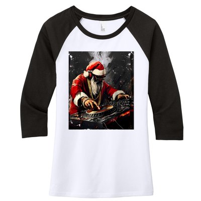 Hip Hop Santa Dj Christmas Women's Tri-Blend 3/4-Sleeve Raglan Shirt