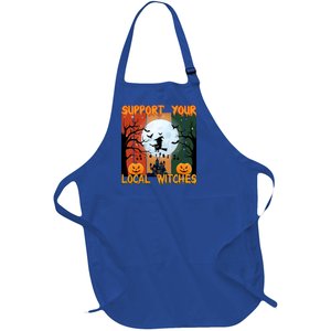 Happy Halloween Support Your Local Witches Gift Full-Length Apron With Pockets