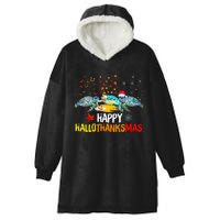 Happy Hallothanksmas Santa Turtle Halloween Thanksgiving Hooded Wearable Blanket