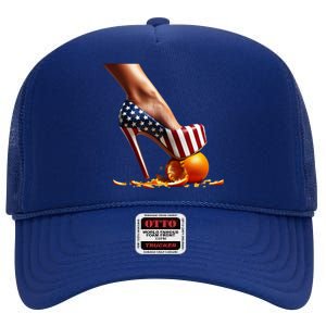 High Heels Squash Oranges; Kamala Harris Election Funny Gift High Crown Mesh Back Trucker Hat