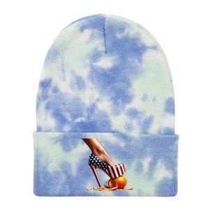 High Heels Squash Oranges; Kamala Harris Election Funny Gift Tie Dye 12in Knit Beanie