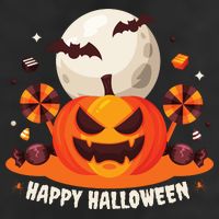 Happy Halloween Spooky Pumpkin Candy 7 Panel Mesh Trucker Snapback Hat