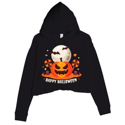 Happy Halloween Spooky Pumpkin Candy Crop Fleece Hoodie