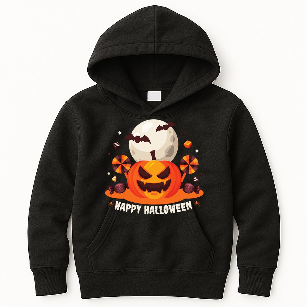 Happy Halloween Spooky Pumpkin Candy Kids Hoodie
