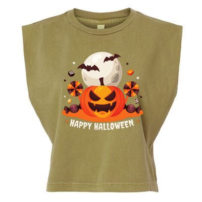 Happy Halloween Spooky Pumpkin Candy Garment-Dyed Women's Muscle Tee