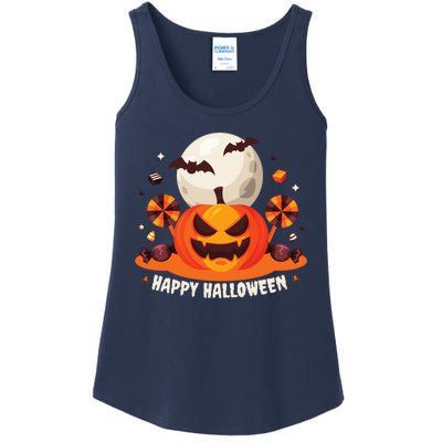 Happy Halloween Spooky Pumpkin Candy Ladies Essential Tank