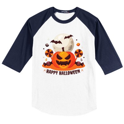 Happy Halloween Spooky Pumpkin Candy Baseball Sleeve Shirt