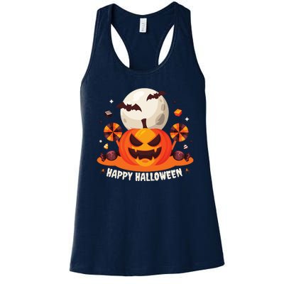 Happy Halloween Spooky Pumpkin Candy Women's Racerback Tank