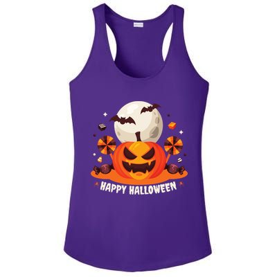 Happy Halloween Spooky Pumpkin Candy Ladies PosiCharge Competitor Racerback Tank