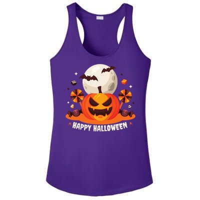 Happy Halloween Spooky Pumpkin Candy Ladies PosiCharge Competitor Racerback Tank