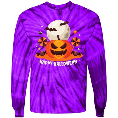 Happy Halloween Spooky Pumpkin Candy Tie-Dye Long Sleeve Shirt