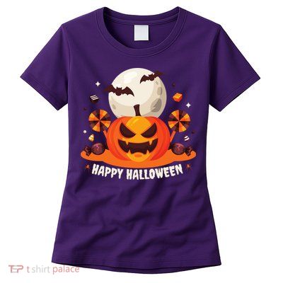 Happy Halloween Spooky Pumpkin Candy Womens T-Shirt
