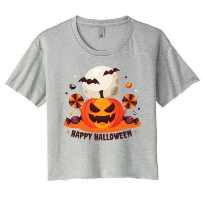 Happy Halloween Spooky Pumpkin Candy Women's Crop Top Tee