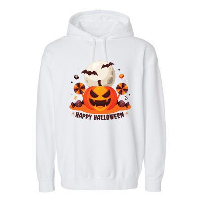 Happy Halloween Spooky Pumpkin Candy Garment-Dyed Fleece Hoodie