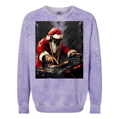 Hip Hop Santa Dj Christmas Great Gift Colorblast Crewneck Sweatshirt