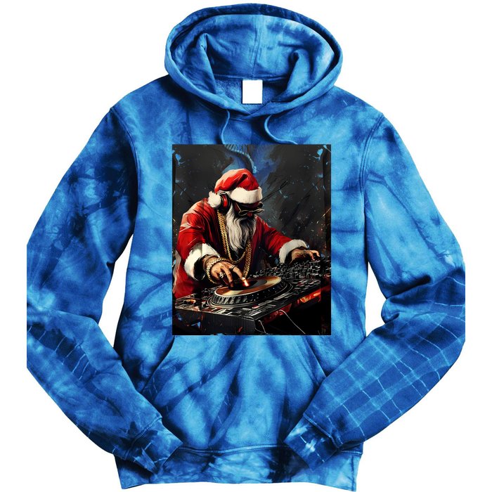 Hip Hop Santa Dj Christmas Great Gift Tie Dye Hoodie