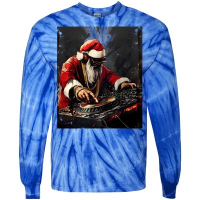 Hip Hop Santa Dj Christmas Great Gift Tie-Dye Long Sleeve Shirt