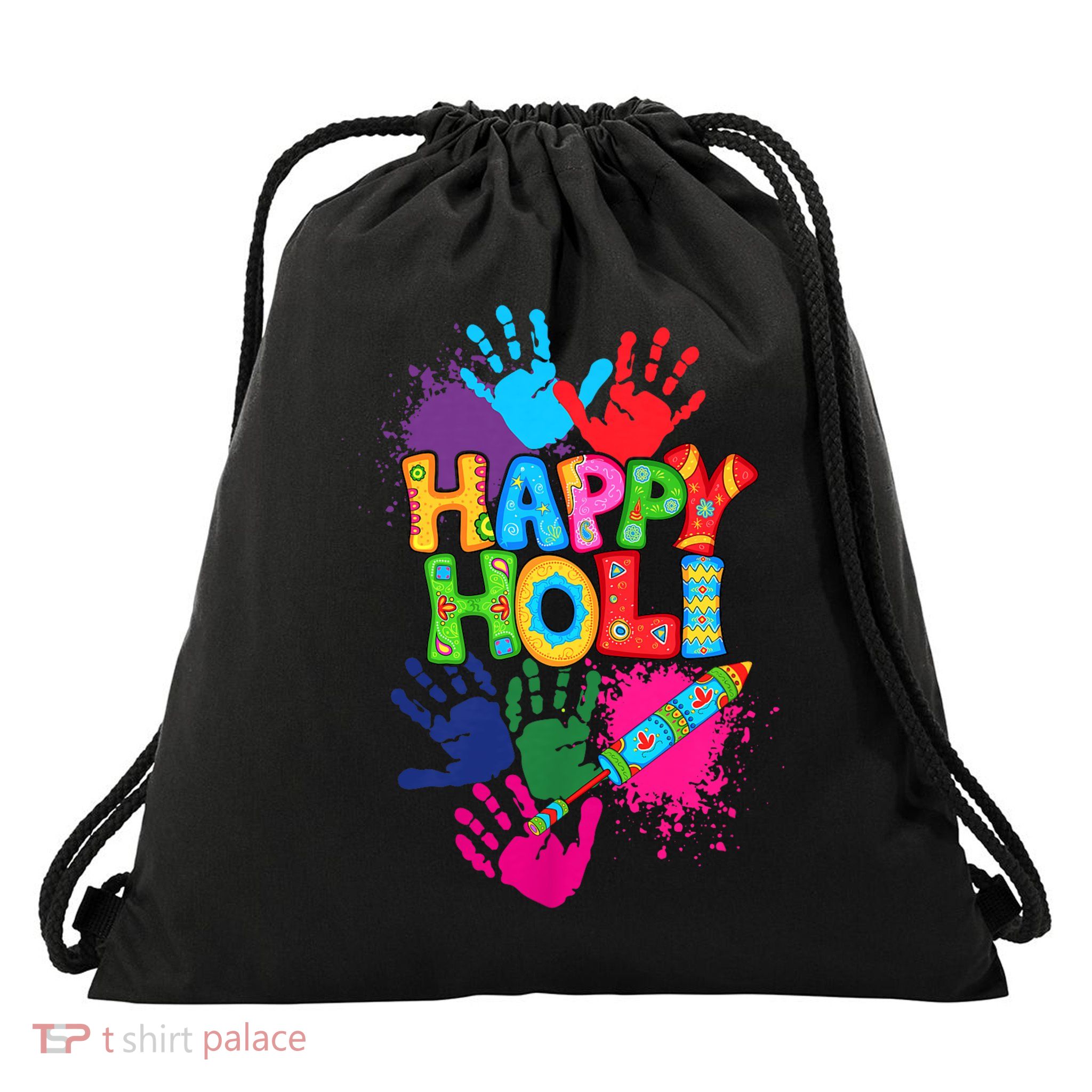 Happy Holi Spring Festival Colors India Hindu Drawstring Bag