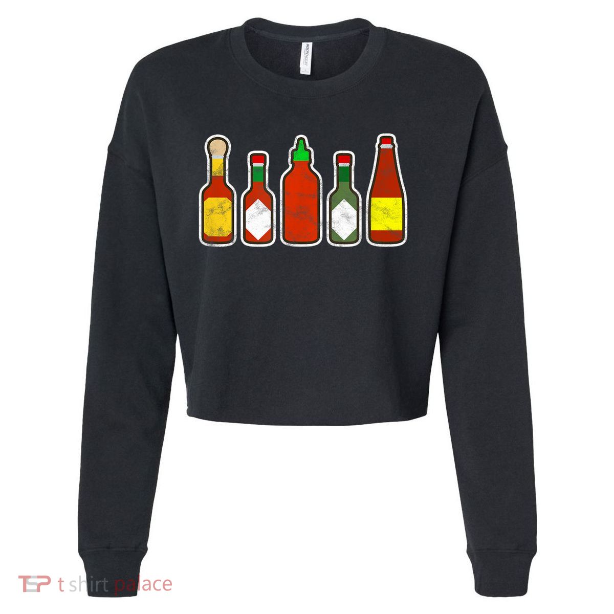 Habanero Hot Sauce Foodie Spicy Hot Mexican Food Cropped Pullover Crew
