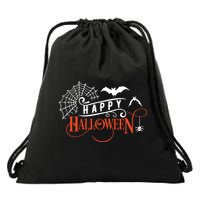 Happy Halloween Spiderweb Spooky Drawstring Bag