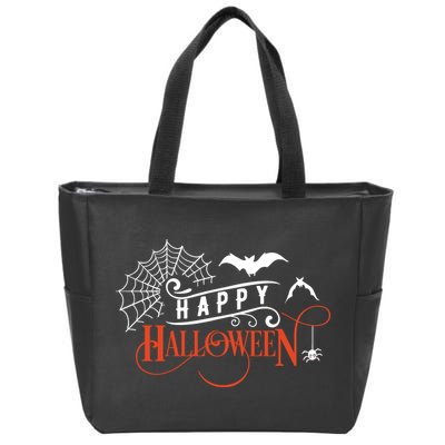 Happy Halloween Spiderweb Spooky Zip Tote Bag
