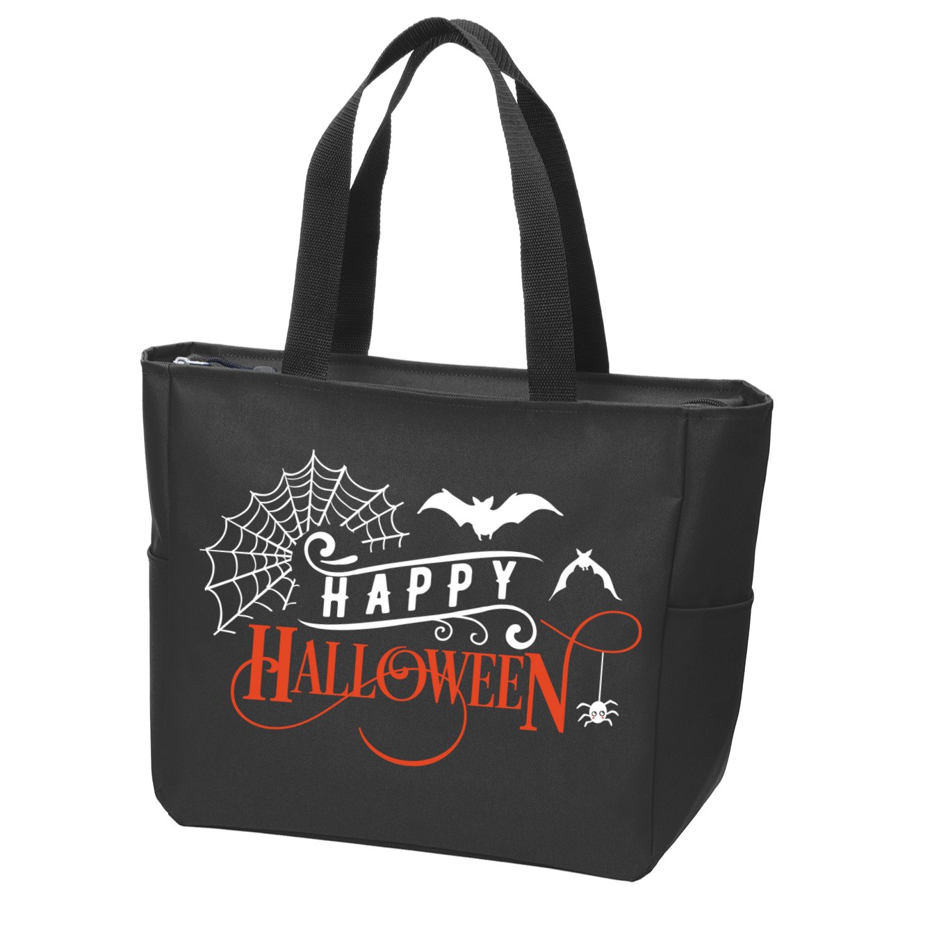 Happy Halloween Spiderweb Spooky Zip Tote Bag