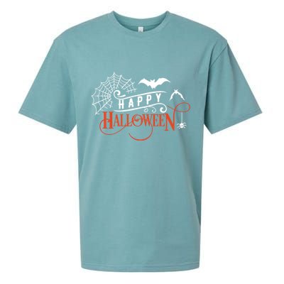 Happy Halloween Spiderweb Spooky Sueded Cloud Jersey T-Shirt