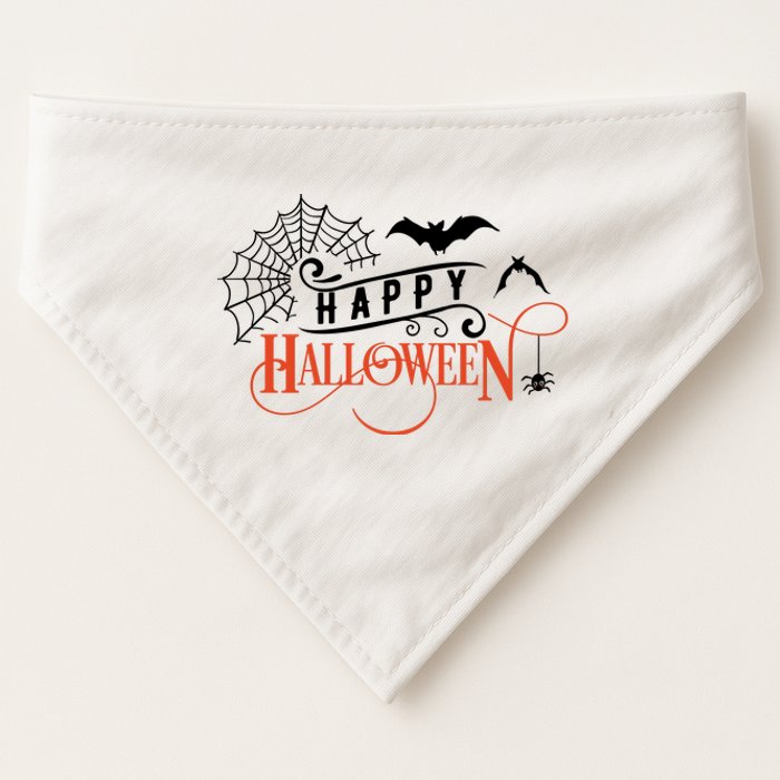 Happy Halloween Spiderweb Spooky USA-Made Doggie Bandana