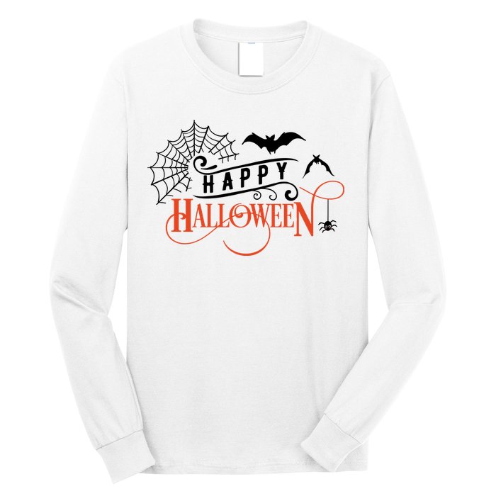 Happy Halloween Spiderweb Spooky Long Sleeve Shirt
