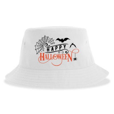 Happy Halloween Spiderweb Spooky Sustainable Bucket Hat